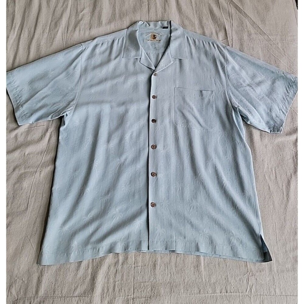 Eagle Dry Goods Signature Series Mens XL Hawaiian Shirt Blue Silk Palm Coca Cola